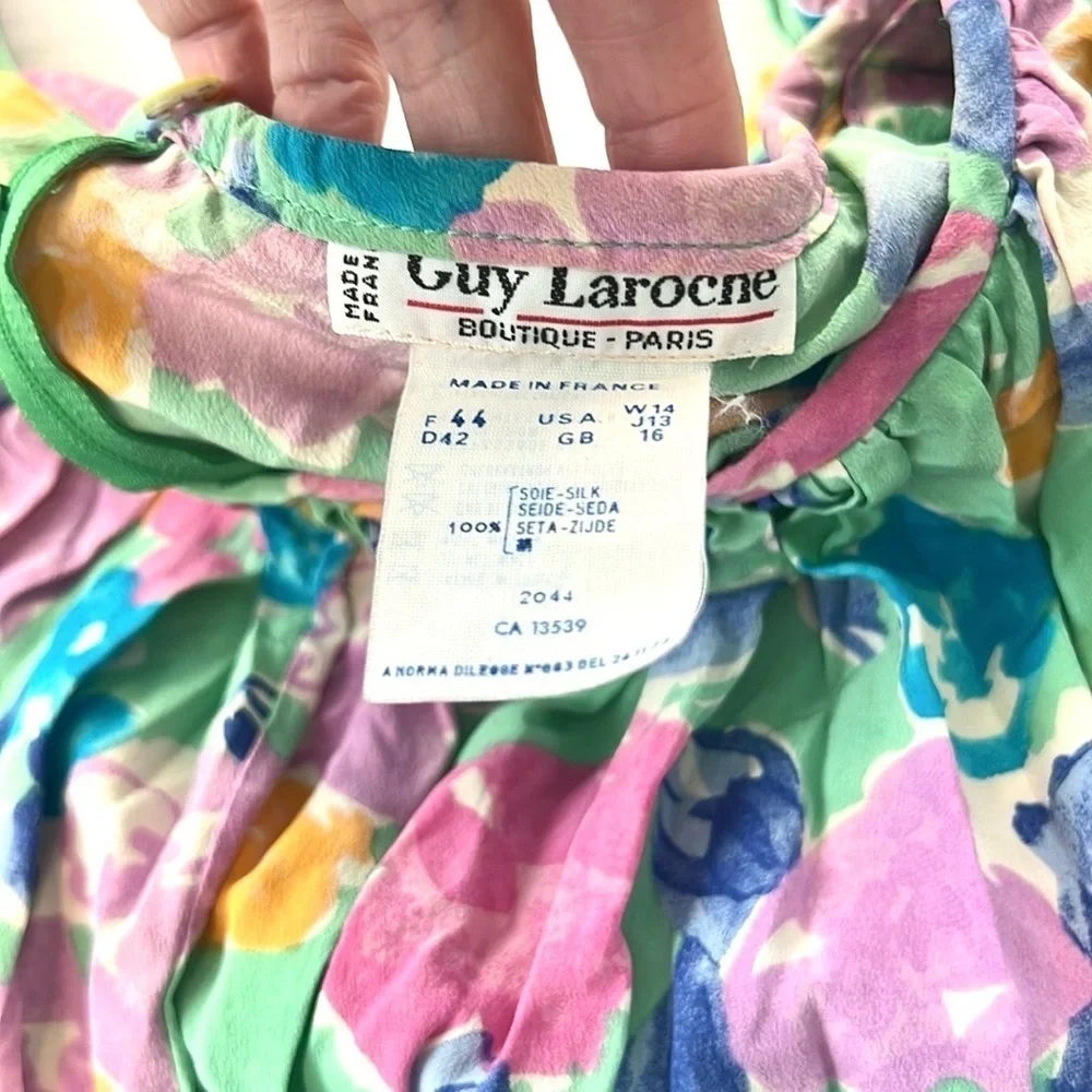 VTG Guy Laroache,Paris,Rare Design,Silk Dress,Resort,Collectible,Size 44/US 12